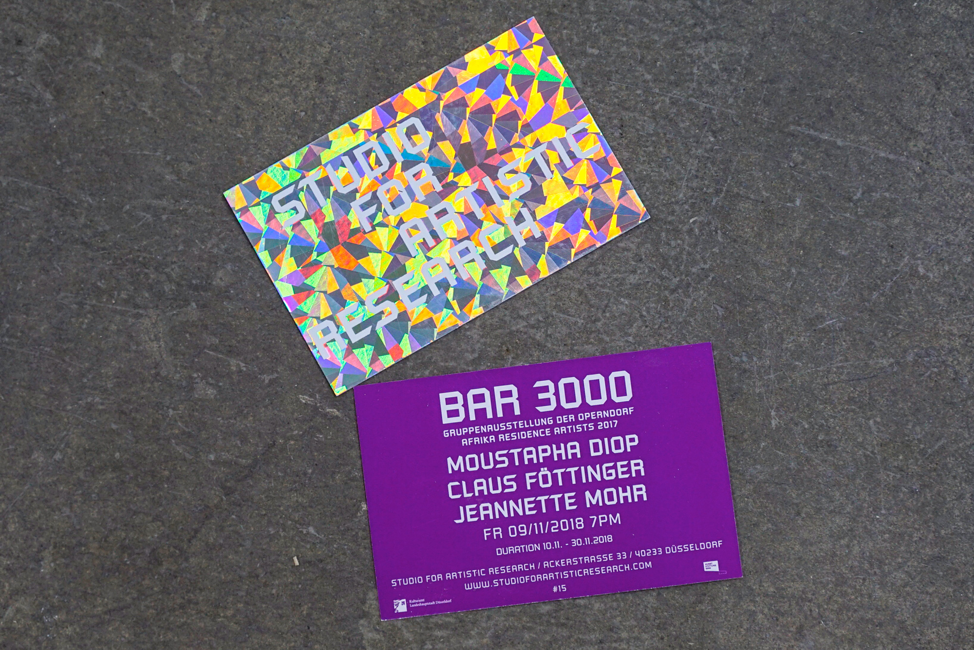 BAR 3000 - Flyer Studio For Artistic Research Claus Föttinger Moustapha Diop Jeannette Mohr Düsseldorf